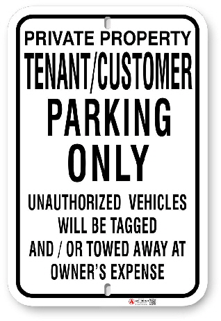 1tc0a1 tenant - customer parking only sign made by all signs co