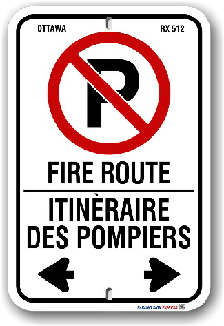 2fr003 Fire Route Sign for the City of Ottawa By-Law No. 2003-499