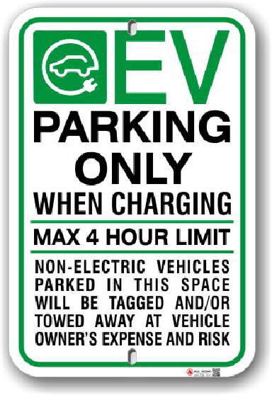 EV001 Electric vehicle parking only sign made by ALL Signs Co Toronto