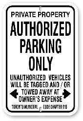 1AP004 Authorized Parking Sign Toronto Municipal Code Chapter 915