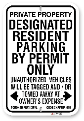 1drpp1 designated resident parking by permit only with toronto municipal code chapter 915 sign made by all signs co
