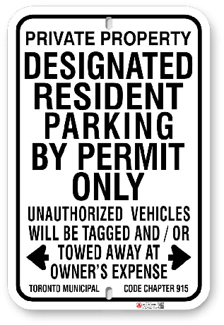 1drpp1 designated resident parking by permit only with toronto municipal code chapter 915 sign made by all signs co