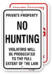 1NHR01 No Hunting sign