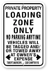 1nplz1 no parking loading zone sign