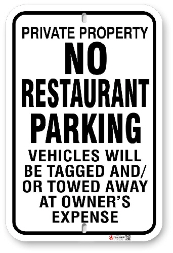 1NRP01 No Restaurant Parking Sign
