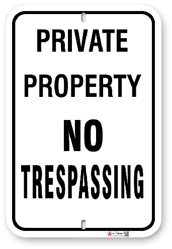 1NT002 No Tresspassing sign 