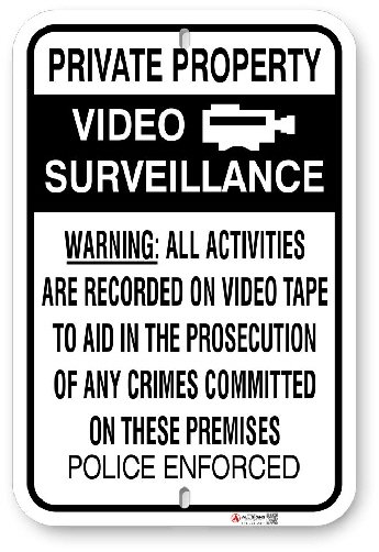1NT004 Video Surveillance Warning Police Enforced Sign