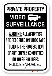 1NT004 Video Surveillance Warning Police Enforced Sign