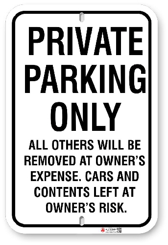 1PPU01 Private Parking Only sign with black graphics