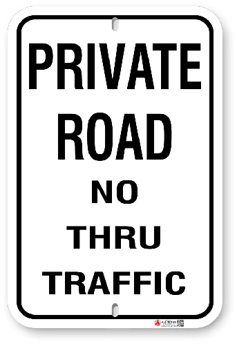 1PR002 Private Road No Thru Traffic sign