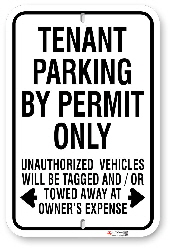 1tp009 tenant parking by permit only sign made by all signs co