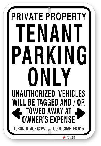 1TPA01 Tenant Parking Only Sign with Toronto Municipal Code Chapter 915