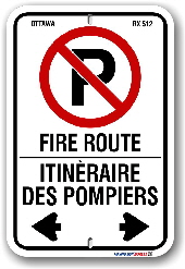 2fr003 fire route sign for the city ottawa