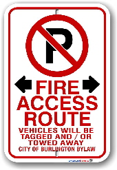 2fr005 fire route sign for the city of burlington