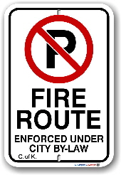 2fr006 fire route sign for the city of kitchener