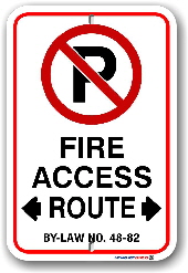 2fr009 fire route sign for the town of milton by-law 48-82