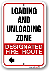 2fr013 designated fire route loading and unloading zone sign for the township of uxbridge by-law 2013-184