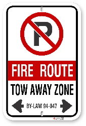 2FRCB2 Fire Route sign with By-Law 94-047