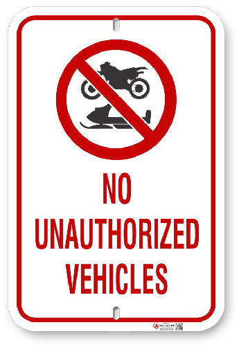 2MV002 No Unauthorized Vehicles sign