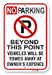 2NPBTP1 No Parking Sign Beyond This Point