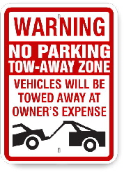 2ta003 warning no parking tow away zone