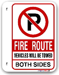 FR-7 Designated Fire Route No Parking Both Sides Sign for the City of Mississauga Fire Route By-Law #1036-81