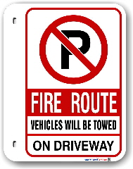 FR-8 Designated Fire Route No Parking On Driveway Sign for the City of Mississauga Fire Route By-Law #1036-81